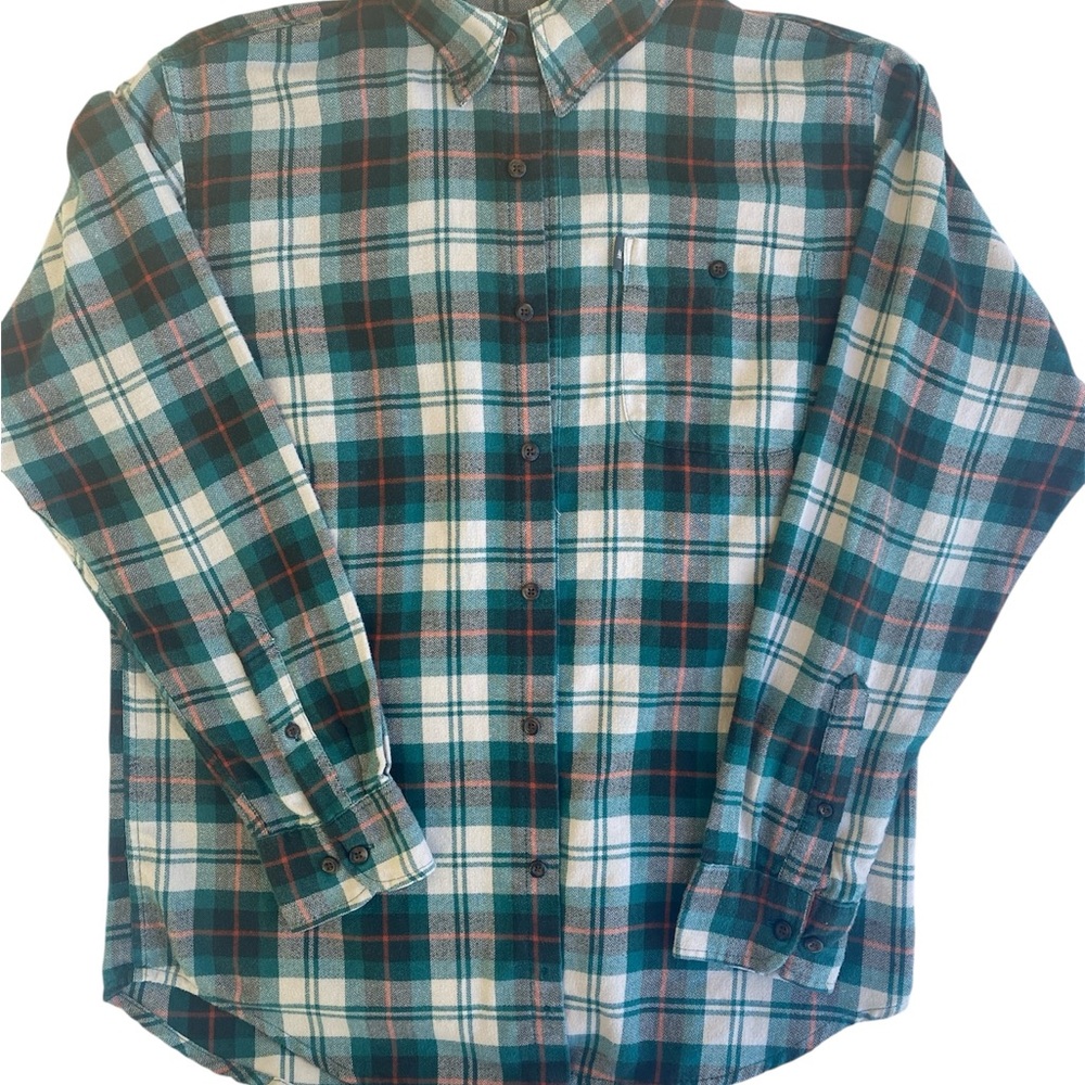 G.H. Bass & Co. Teal and White Plaid Button-Down Shirt